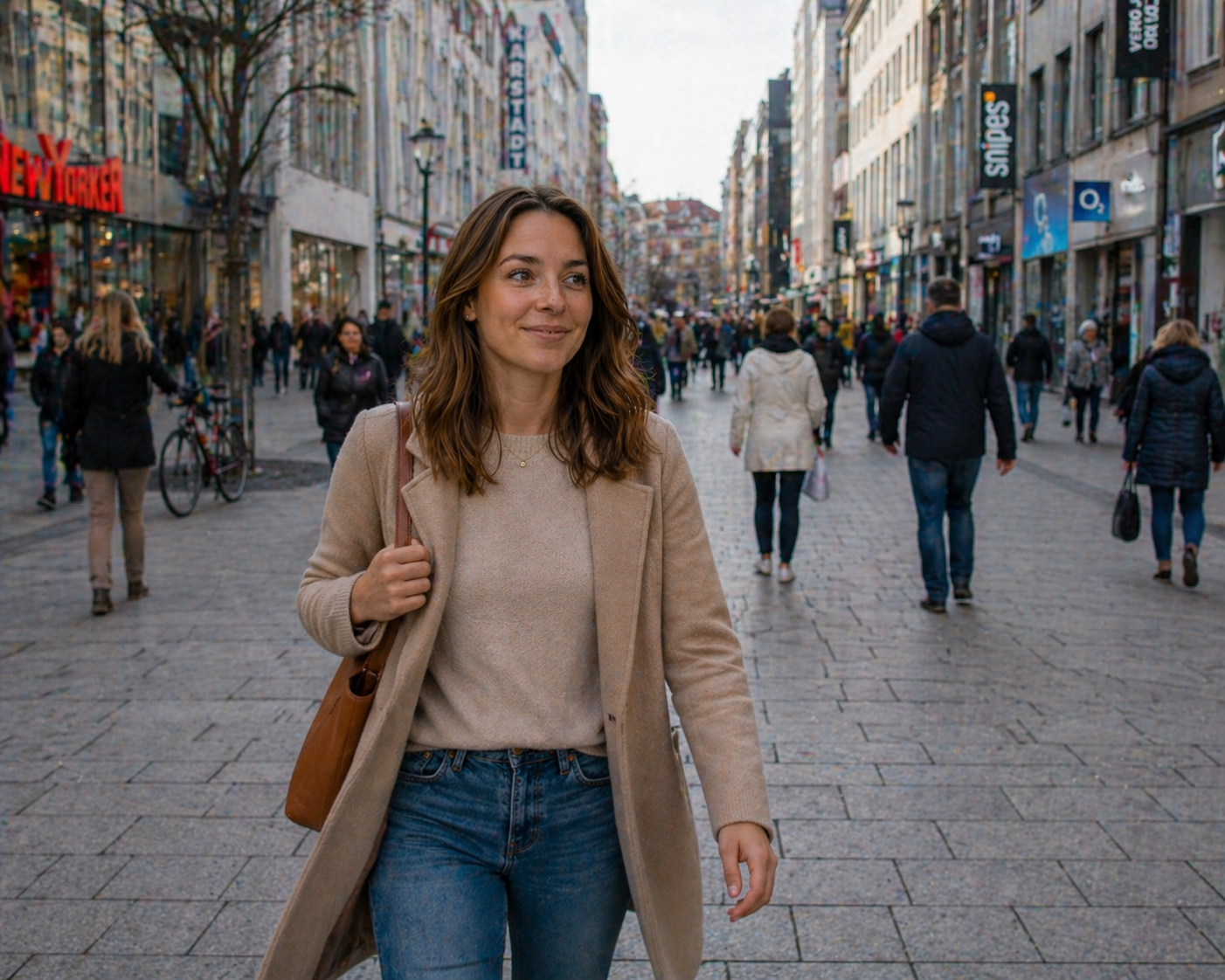 People walking in a German city pedestrian area